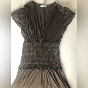 𝅺YUKA Ruffle Sleeve Summer SunDress Brown,size XL